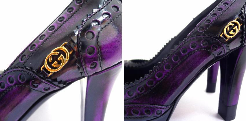 Gucci Barclay Purple Leather Platform Pumps
