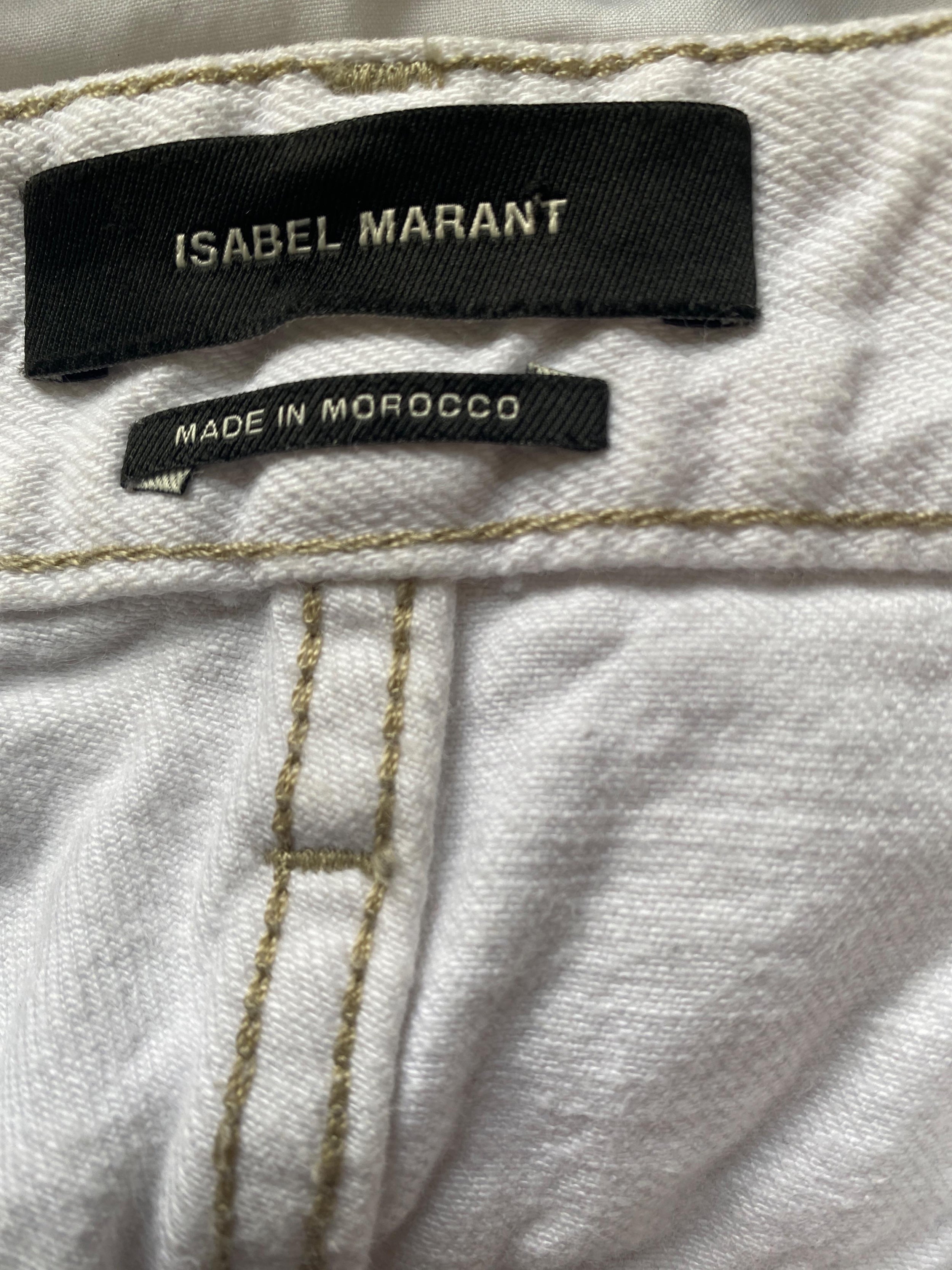 Contrast Stitch High Rise White Jeans