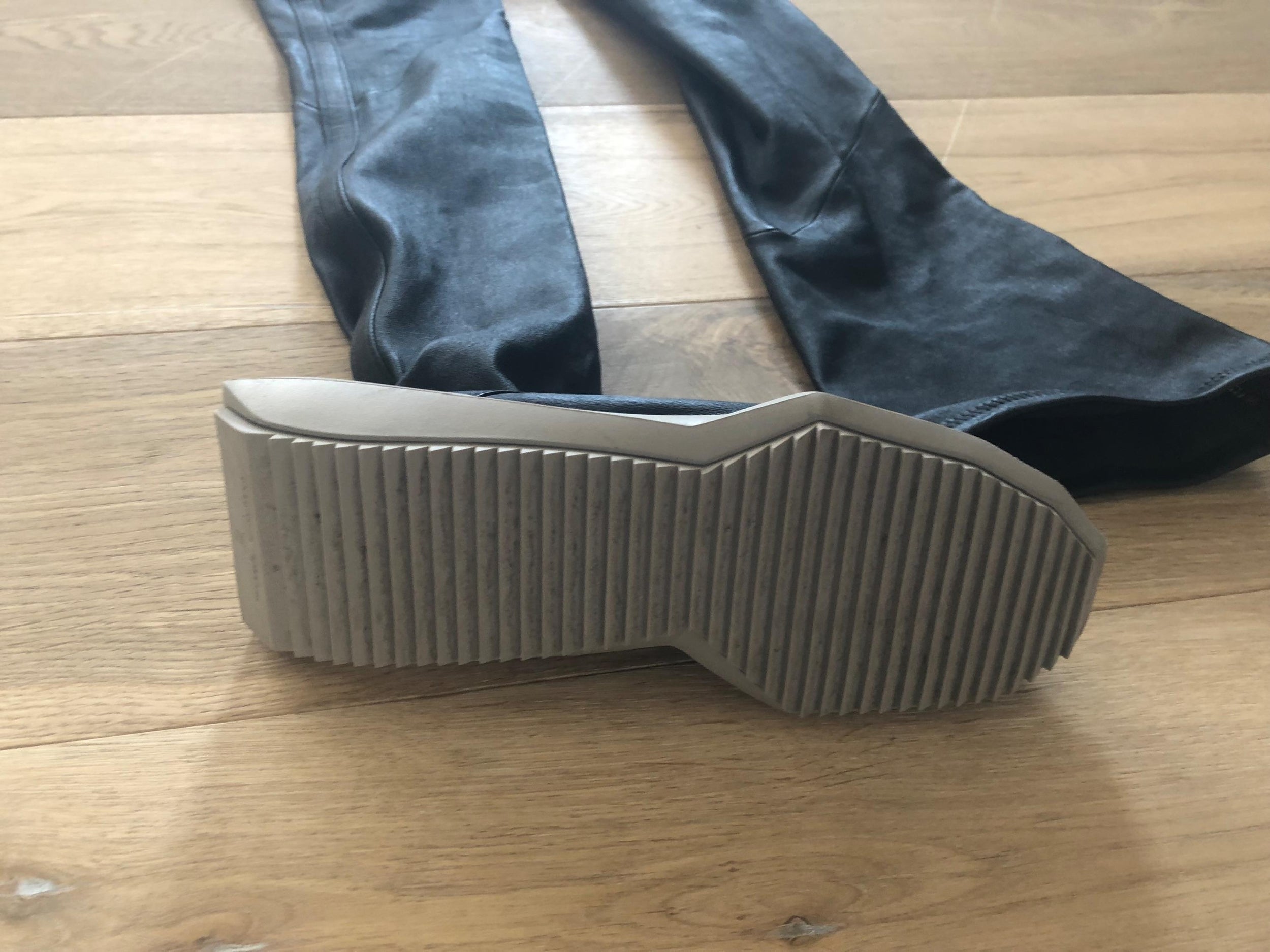 x Adidas Black Leather Over the Knee Trainers