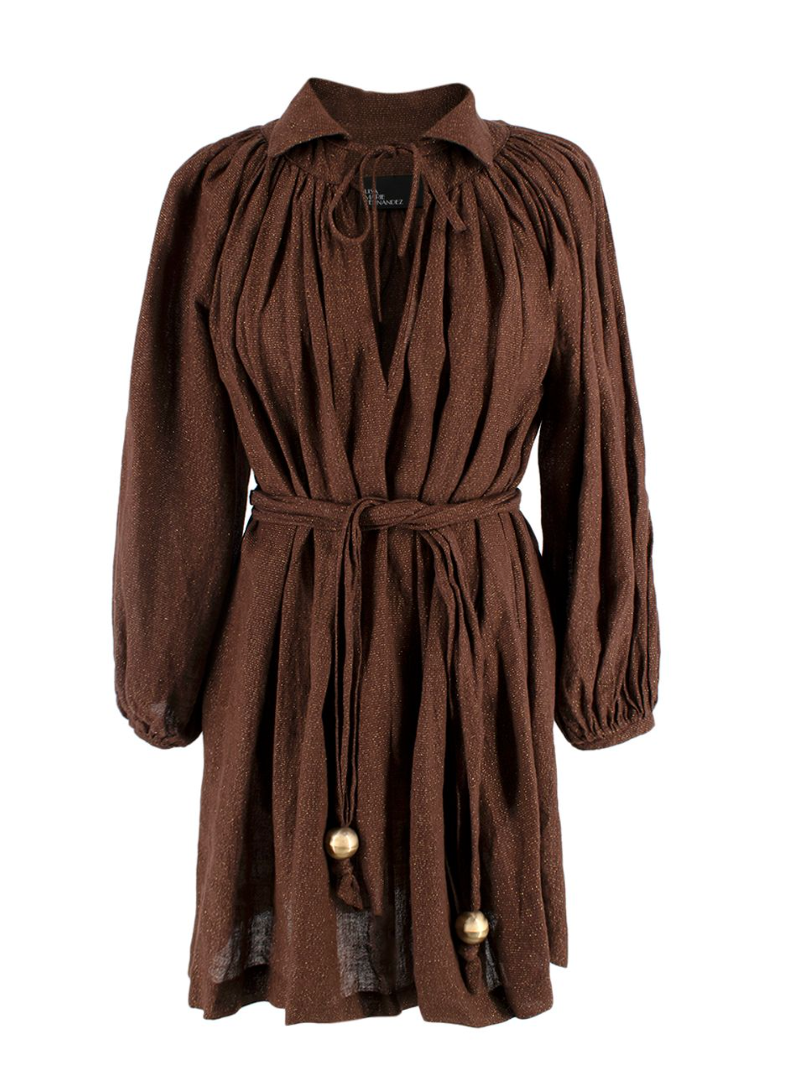 Lisa Marie Fernandez Lurex Linen Brown Dress