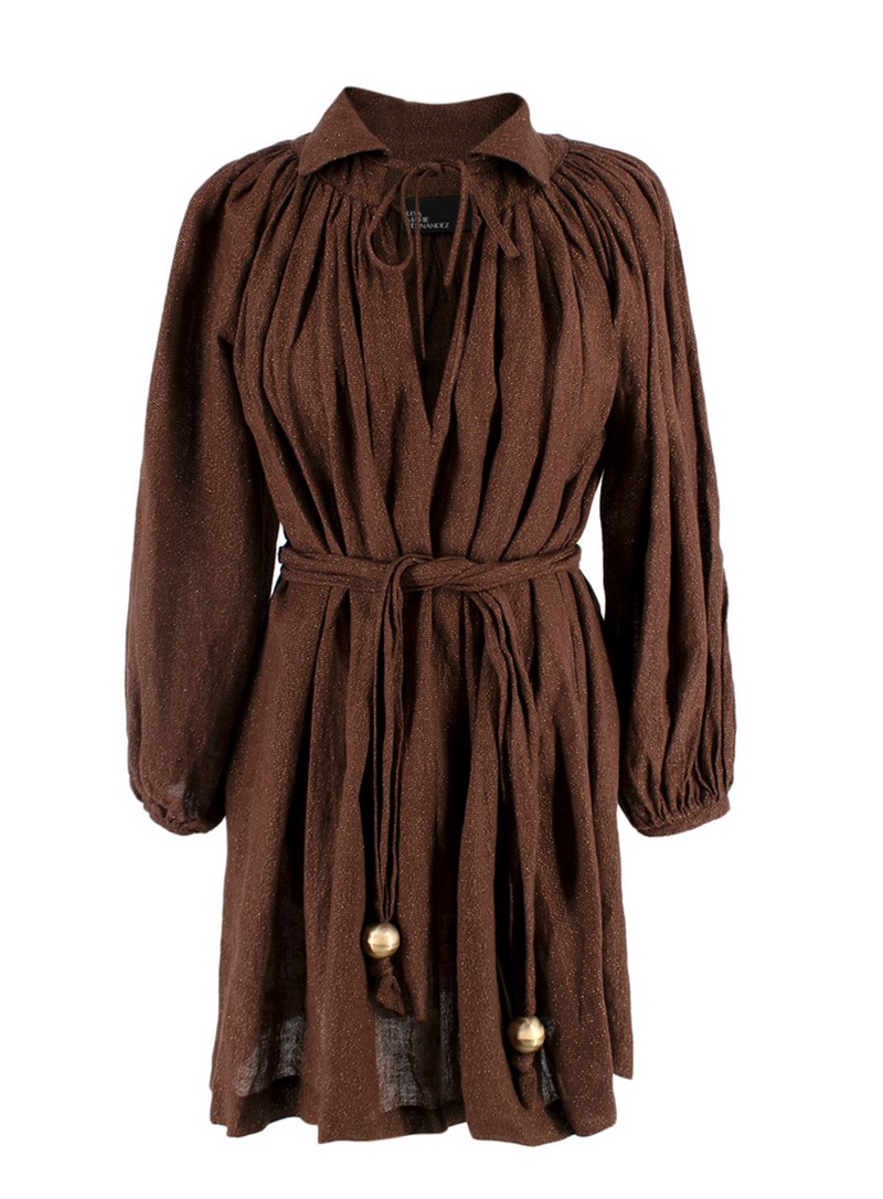 Lisa Marie Fernandez Lurex Linen Brown Dress
