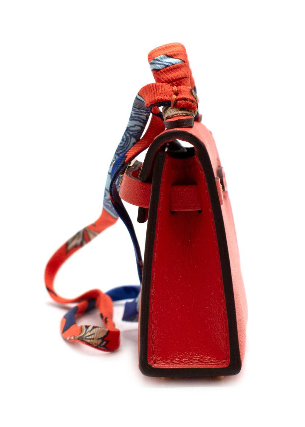 Hermes Sanguine Tadelakt Micro Mini Twilly Kelly Bag Charm