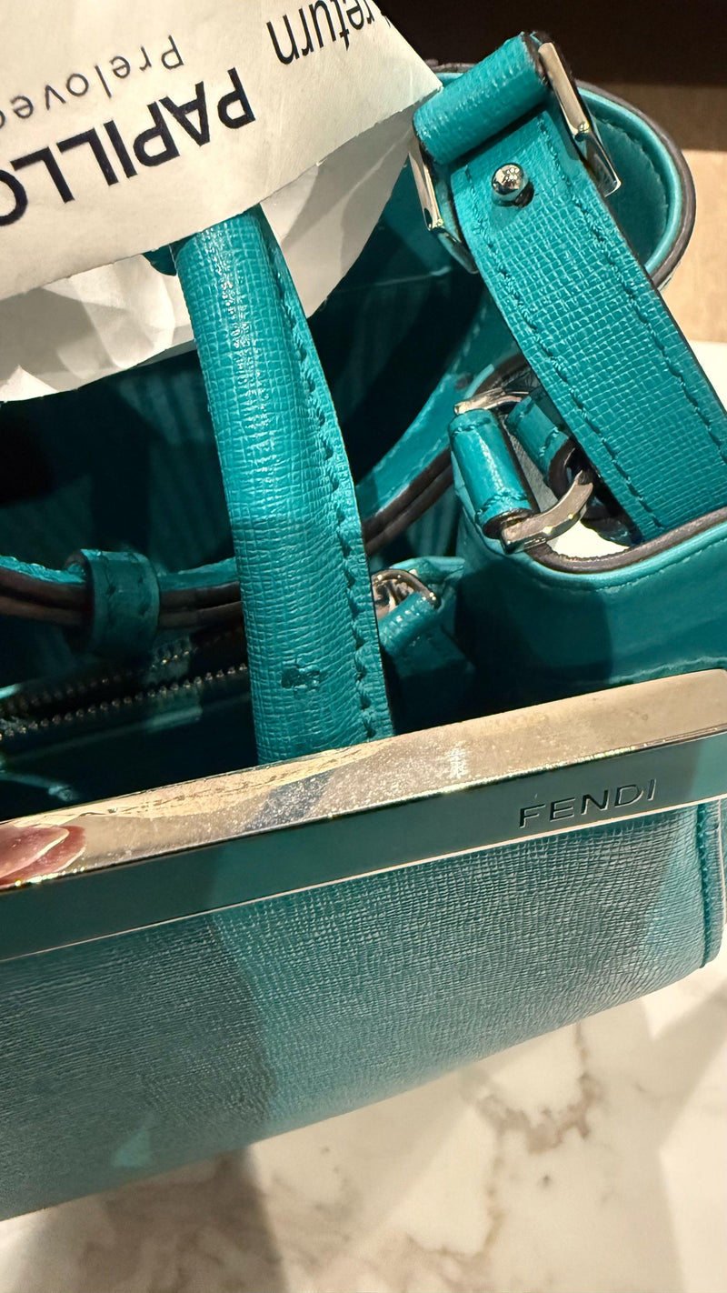 Fendi 2Jours Teal Leather Tote