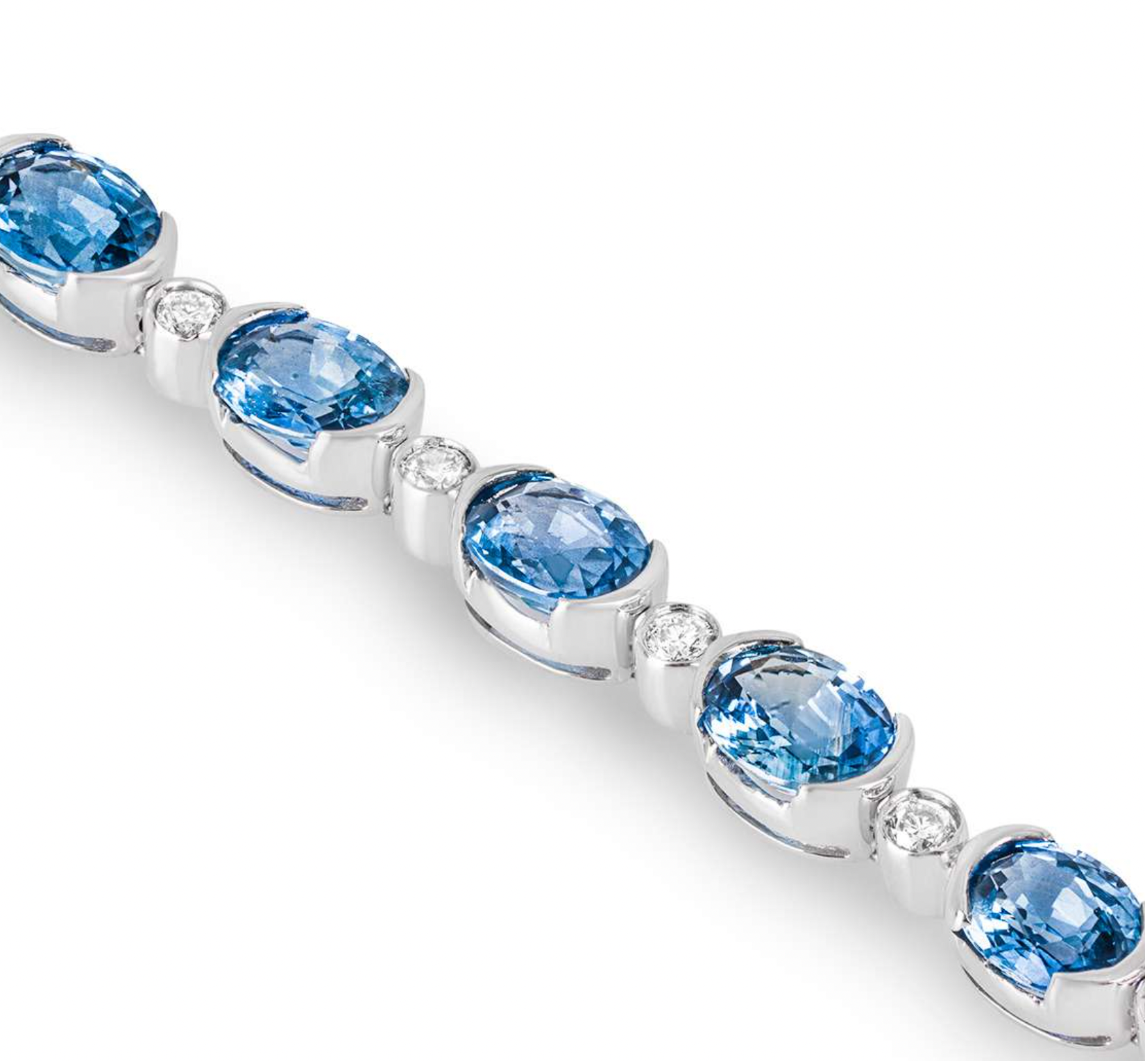 18ct White Gold Diamond & Sapphire Line Bracelet