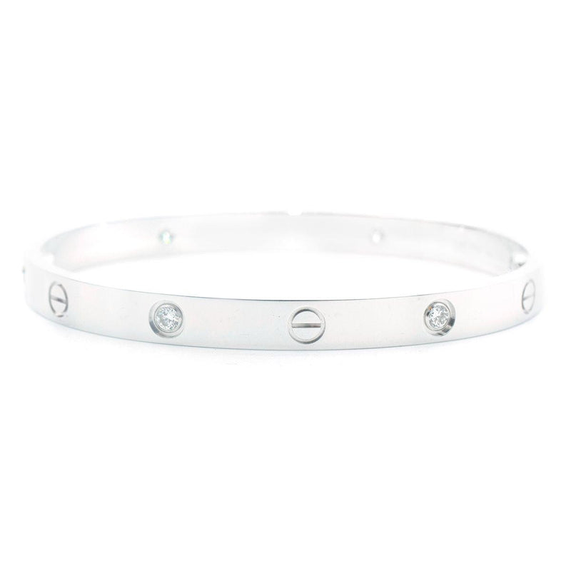 Cartier Medium White Gold and Diamond LOVE Bracelet with Box And Papers19