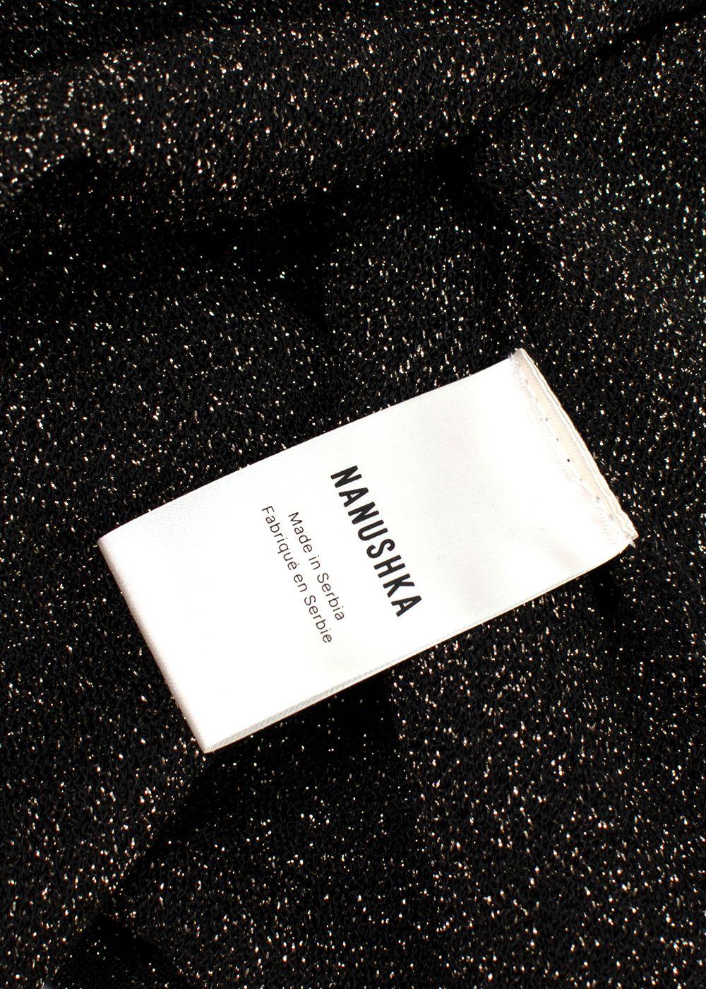 Nanushka Black & Gold Lurex Longline Shirt
