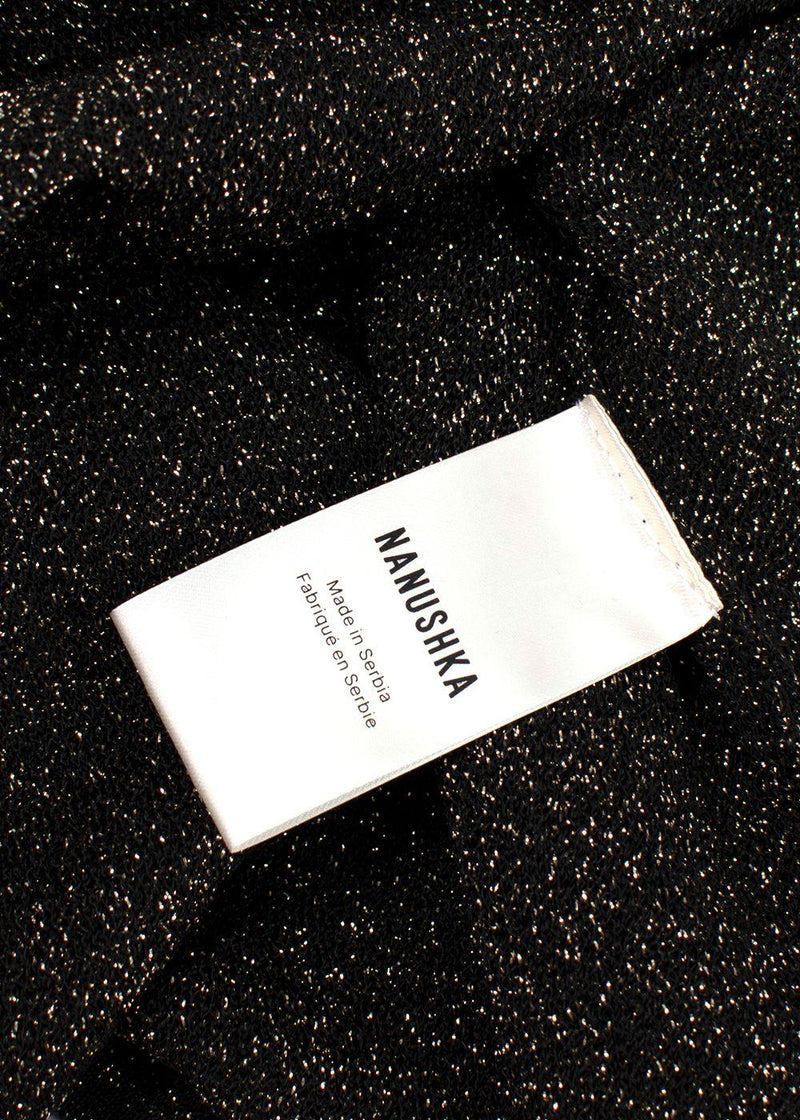 Nanushka Black & Gold Lurex Longline Shirt