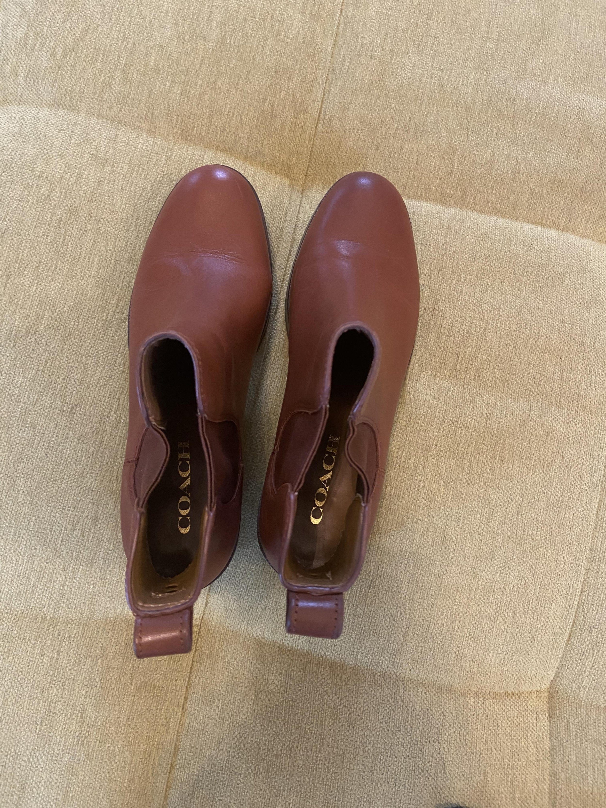 Coach Leather Flat Ankle Boots