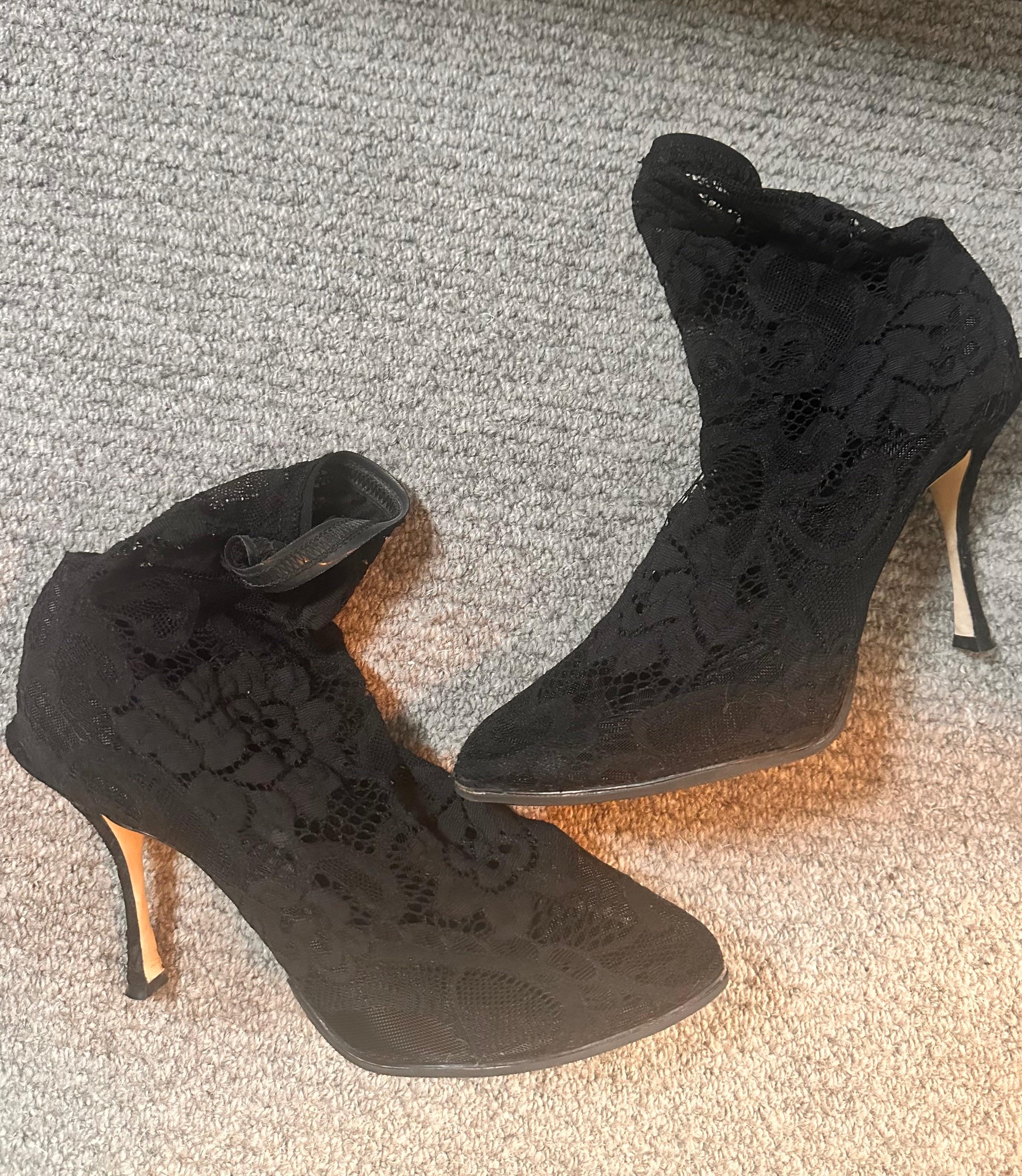 Dolce & Gabbana Black Lace Sock Heels
