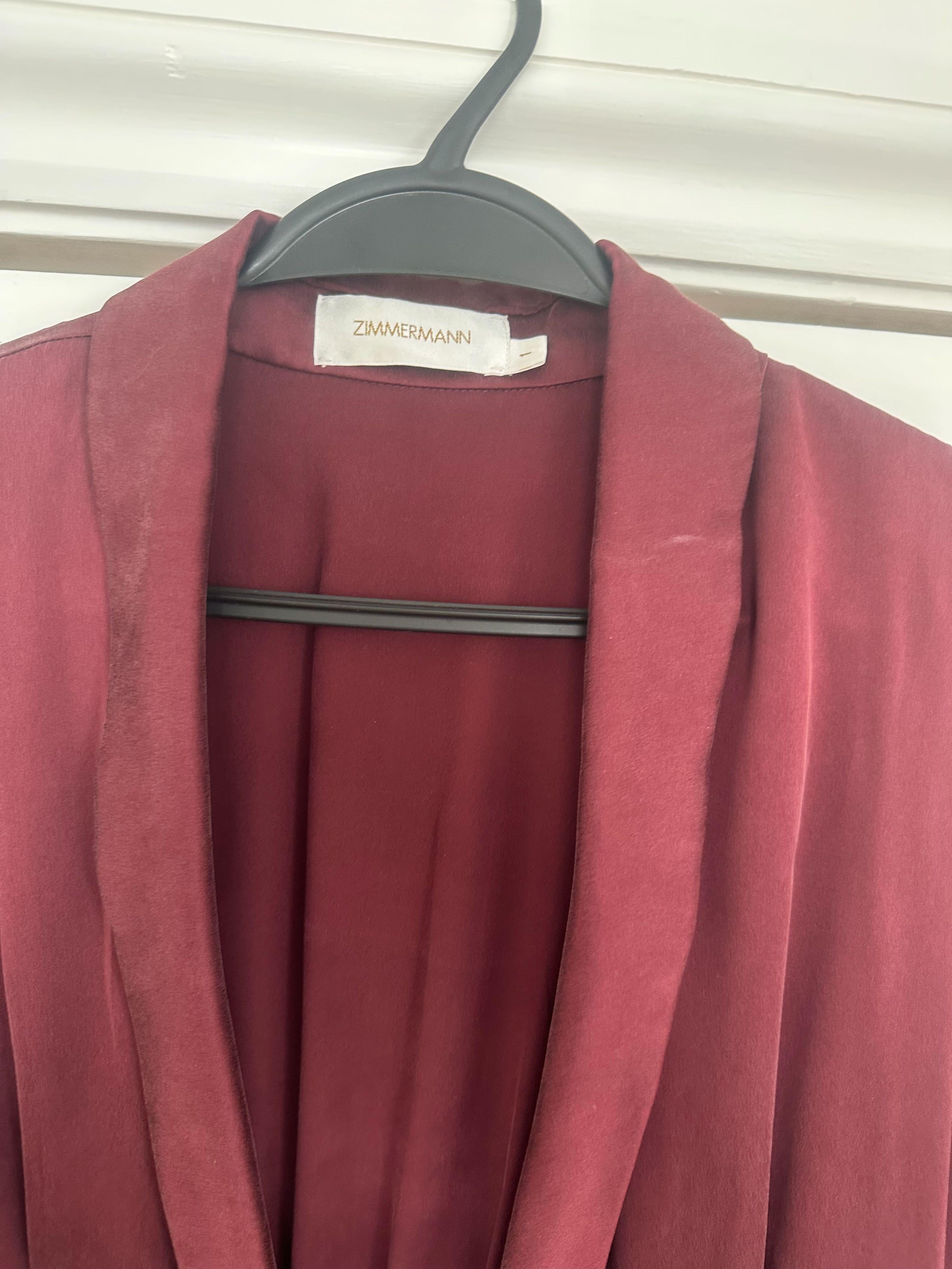 Burgundy Silk Satin Wrap Midi Dress