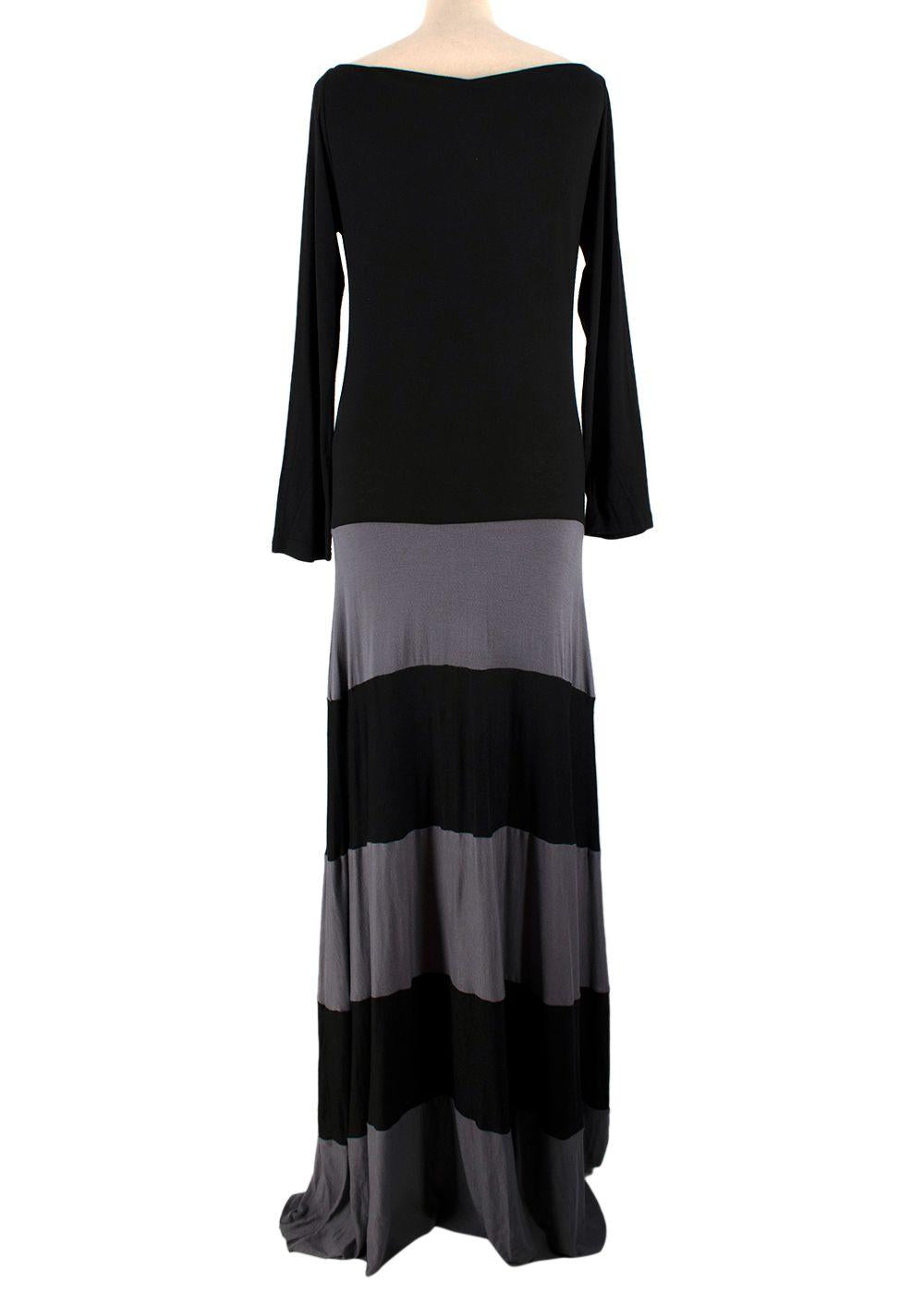 Karina Grimaldi Boat Neck Grey And Black Maxi Dress