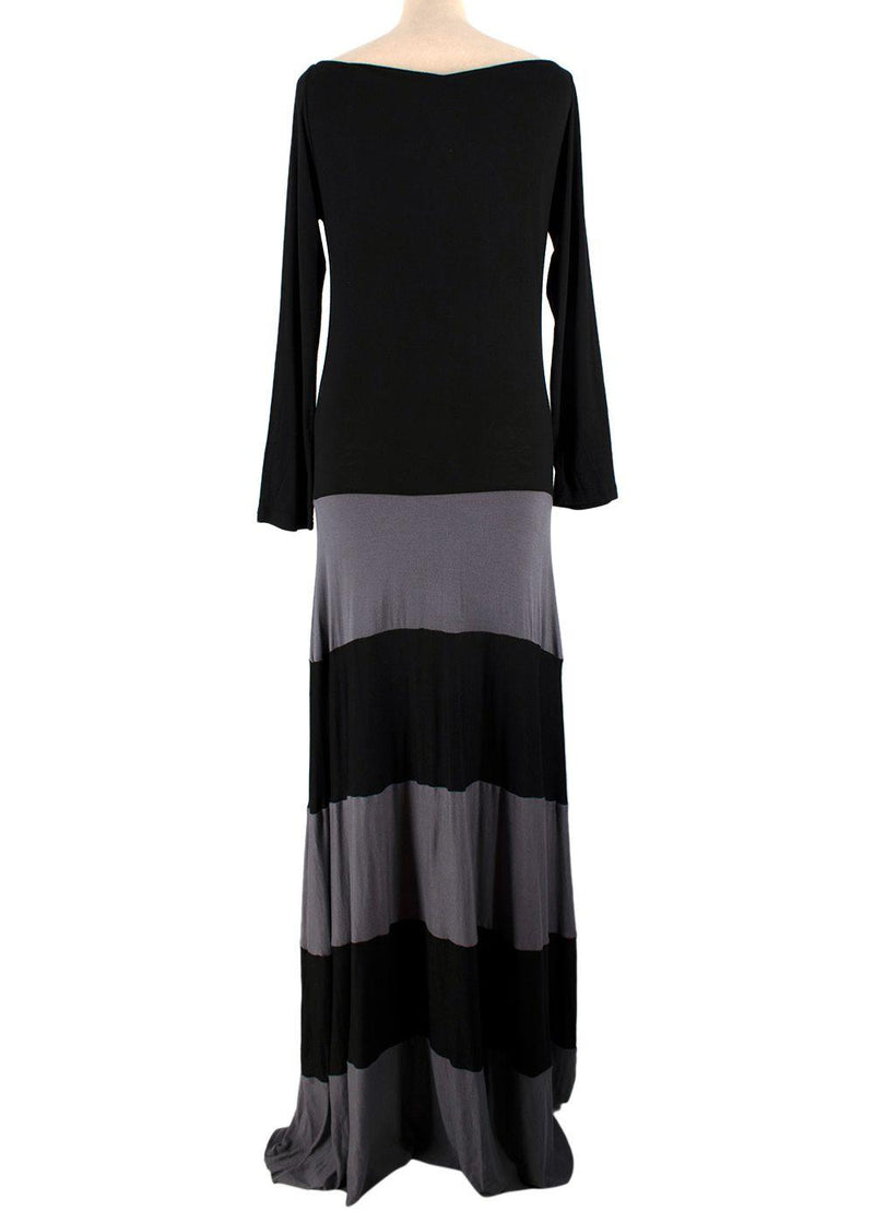 Karina Grimaldi Boat Neck Grey And Black Maxi Dress