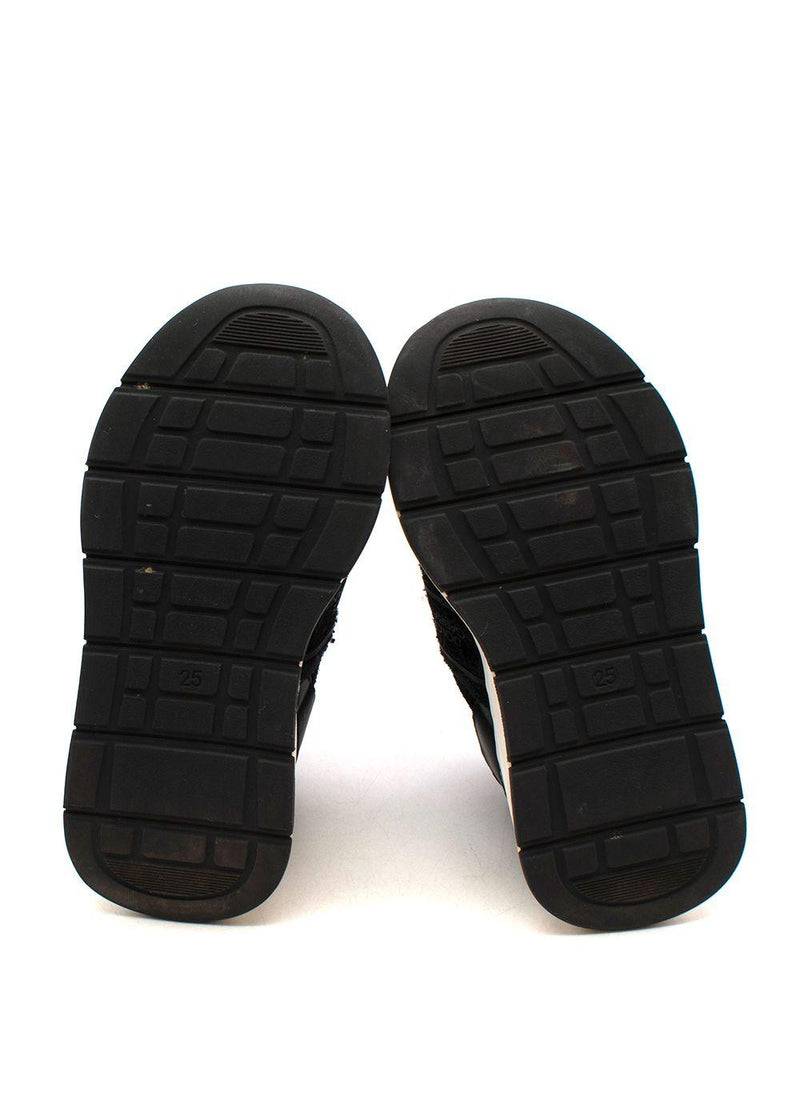 Black suede & mesh logo trainers