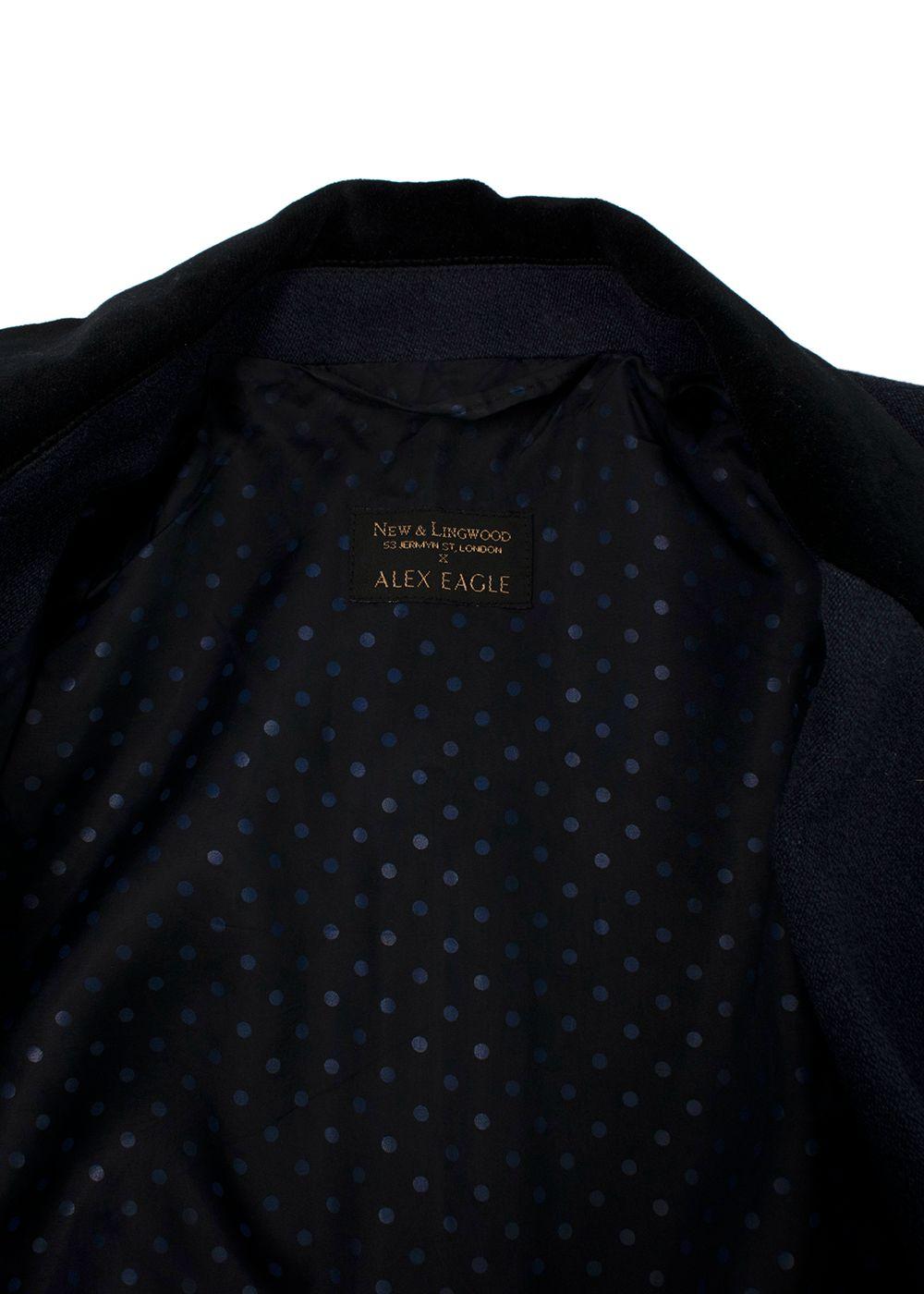 New & Lingwood x Alex Eagle Navy  Single Breasted Longline Coat