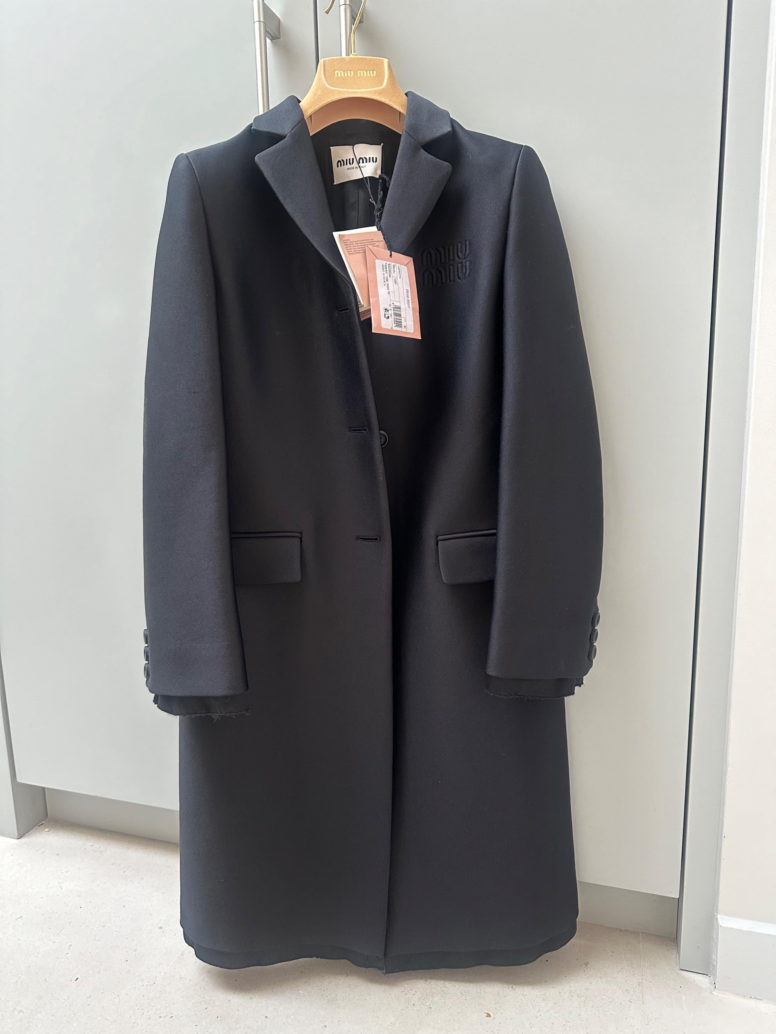 Miu Miu Black Wool  Midi Coat 2025