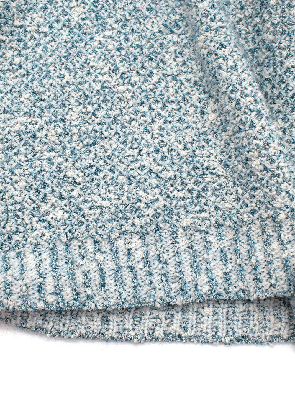 Maison Ullens Blue Tweed Crew Neck Jumper