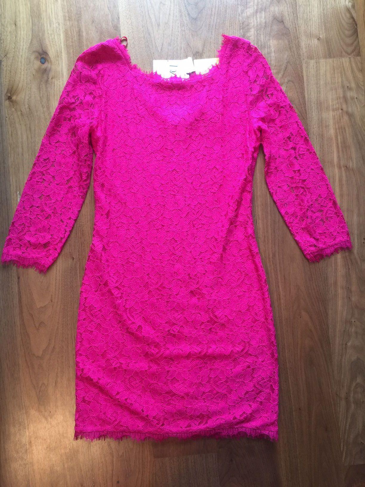 Hot-Pink Corded Lace Dress