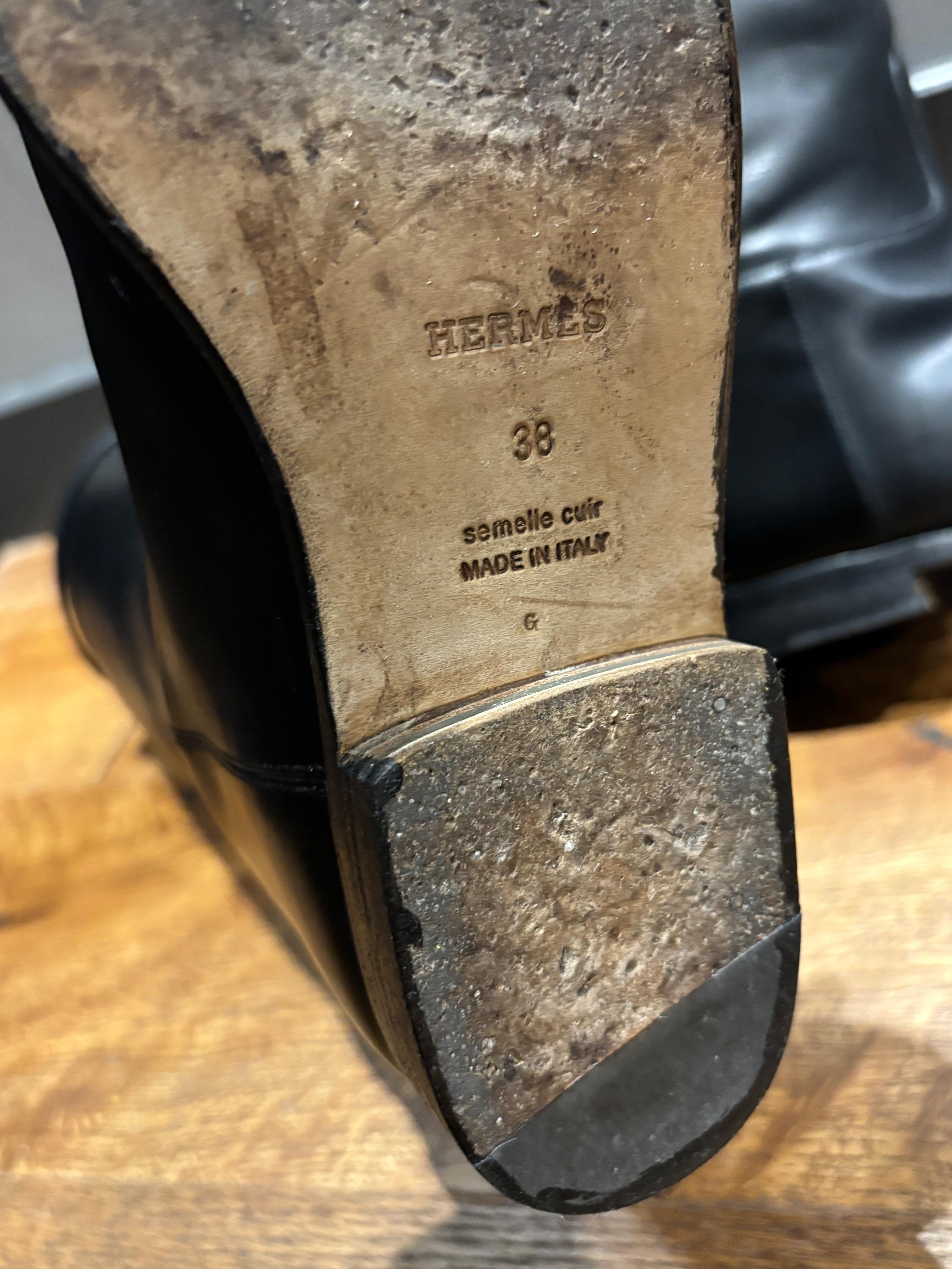 Hermes Black Leather Riding Boots