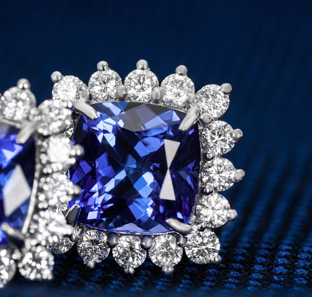 Platinum Set Diamond & Tanzanite Earrings