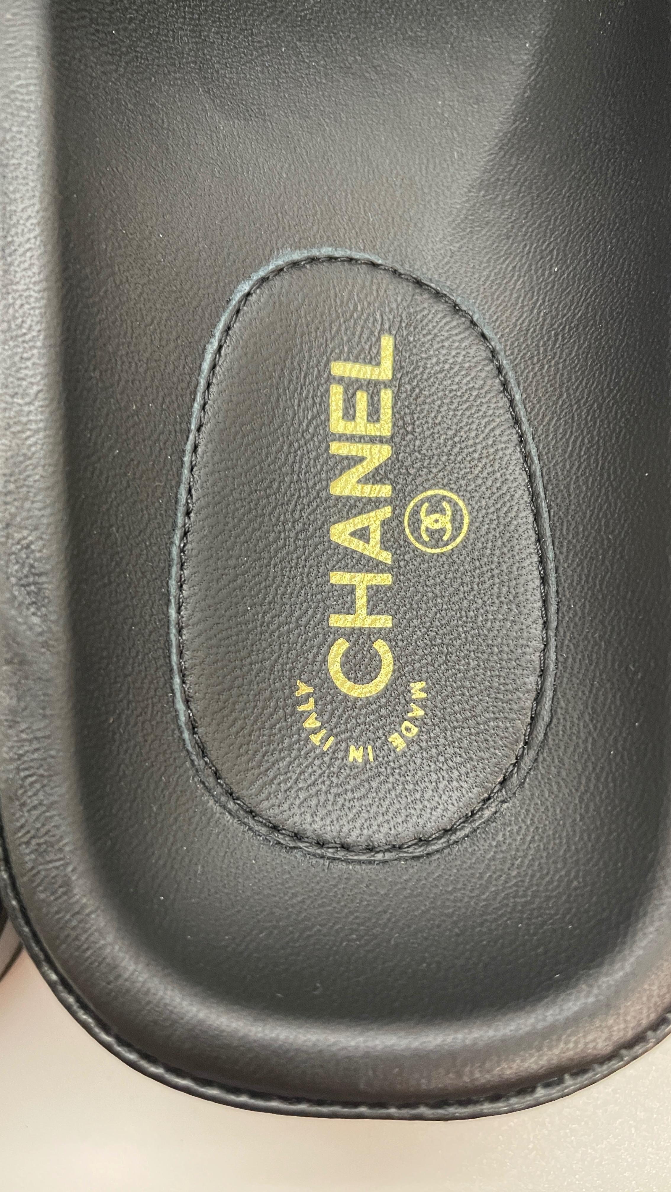 Multicoloured Logo Black Leather Slide Sandals