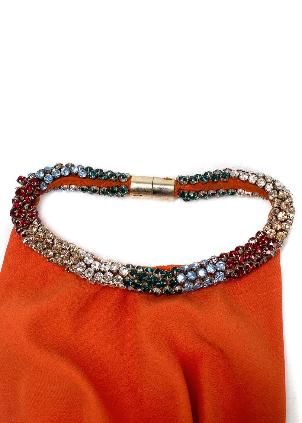 Alexander McQueen Orange Silk Crepe Crystal Halterneck Gown