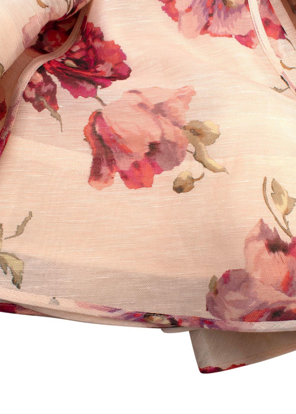 Zimmermann Pink Floral Belted High Tide Mini Dress