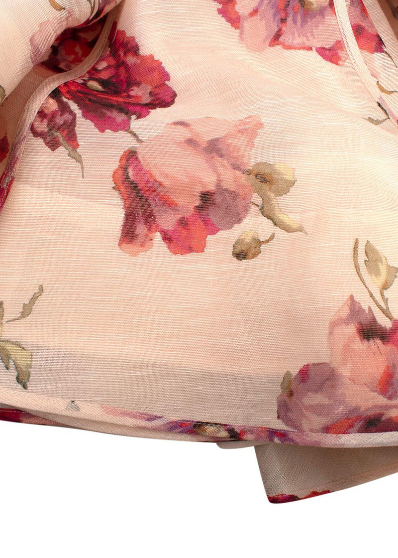 Zimmermann Pink Floral Belted High Tide Mini Dress