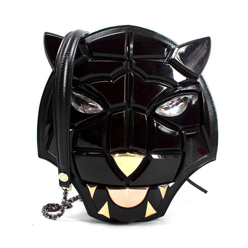 Braccialini Black Tema Panther Leather Bag