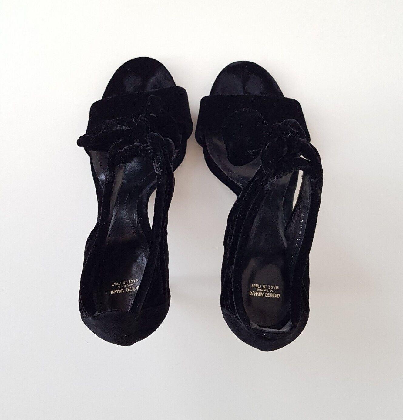 Black Velvet Bow Trim Sandals