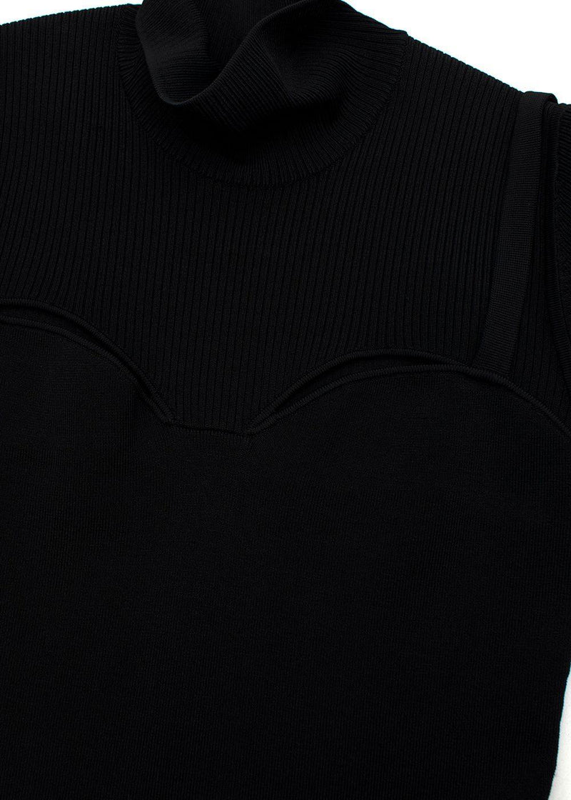 Black Stretch Knit Bustier Cut-Out Mini Dress