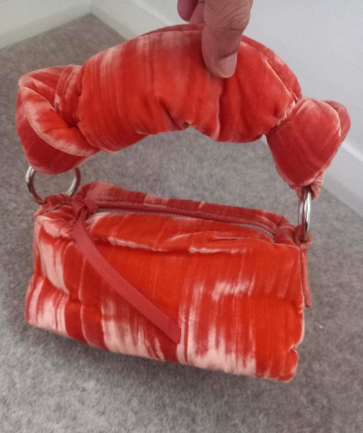 Dries Van Noten Orange Velvet Knot Bag