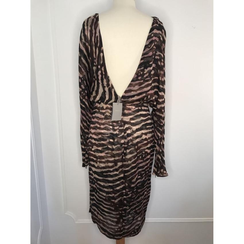 Tom Ford Zebra Print Draped Silk Midi Dress