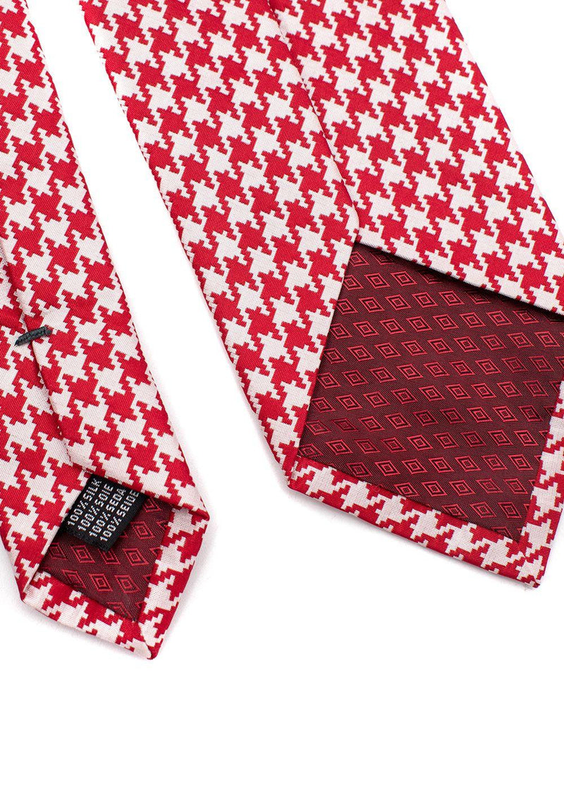 Red & White Houndstooth Tie