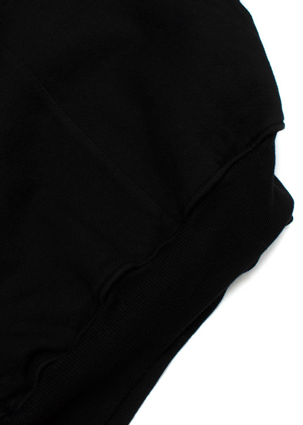Black cotton jersey logo embroidered hoodie