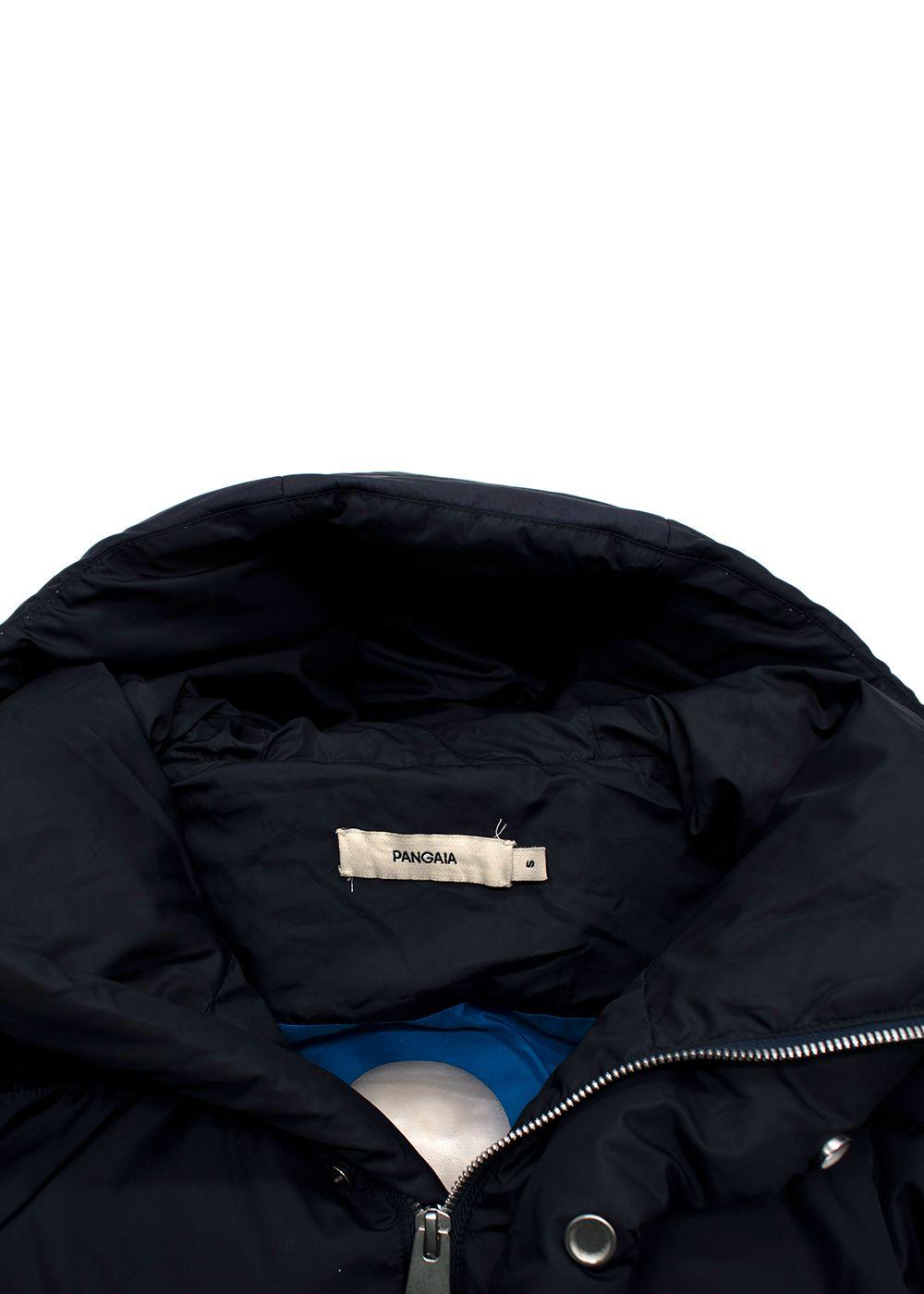 Pangaia Navy Puffer Jacket with Scarf Detail