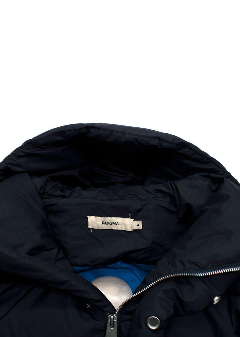 Pangaia Navy Puffer Jacket with Scarf Detail