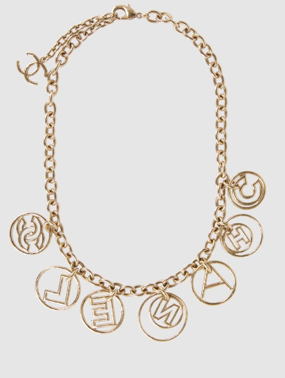 Chanel Gold Tone Letter Necklace