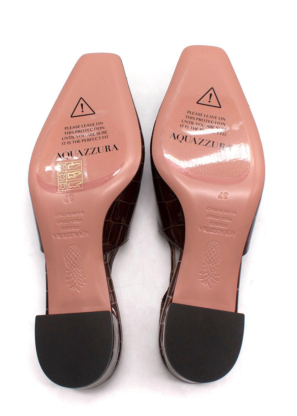 Aquazurra Ginza 35 Croc-Effect Slingback Pumps