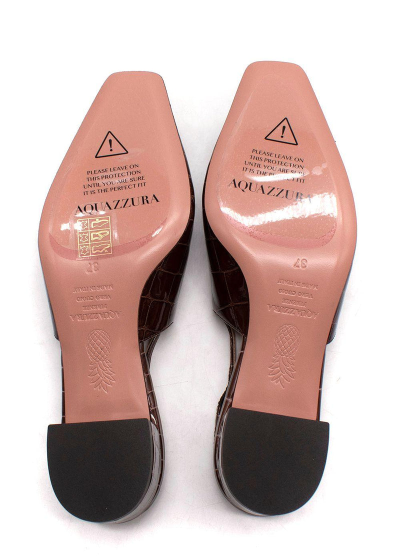 Aquazurra Ginza 35 Croc-Effect Slingback Pumps