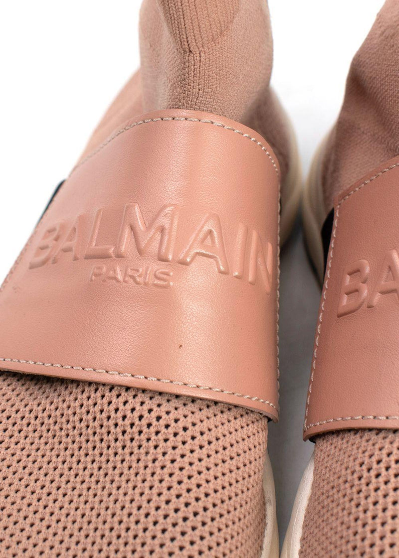 Balmain Pink Knit Fabric Cameron Sock Sneakers