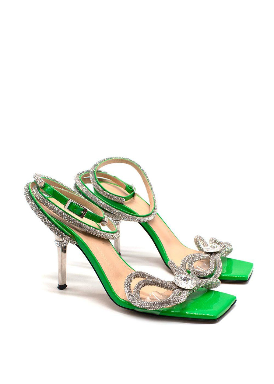 Mach & Mach Green Double Bow Crystal Pumps