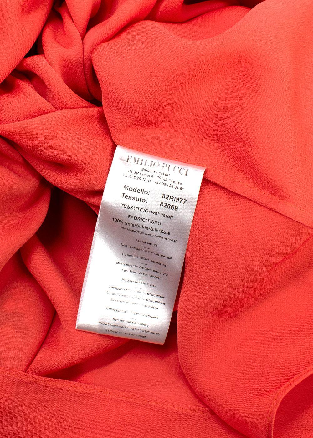 Emilio Pucci Printed-trim Off-shoulder Coral Blouse