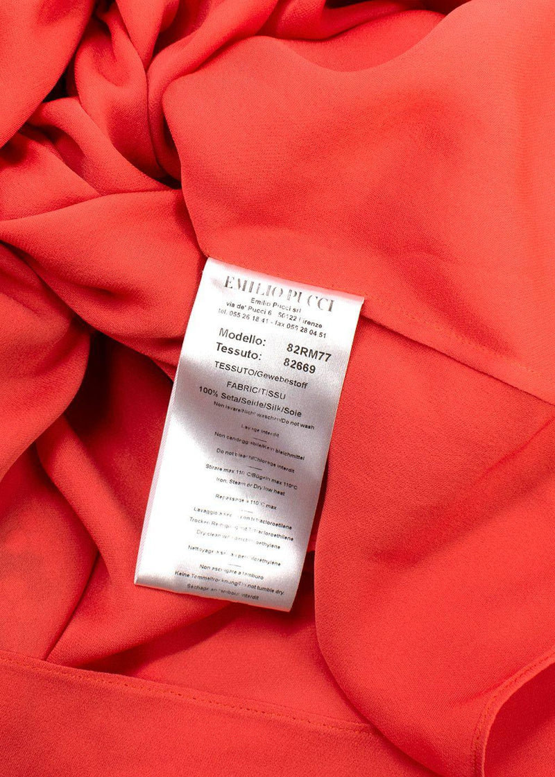 Emilio Pucci Printed-trim Off-shoulder Coral Blouse