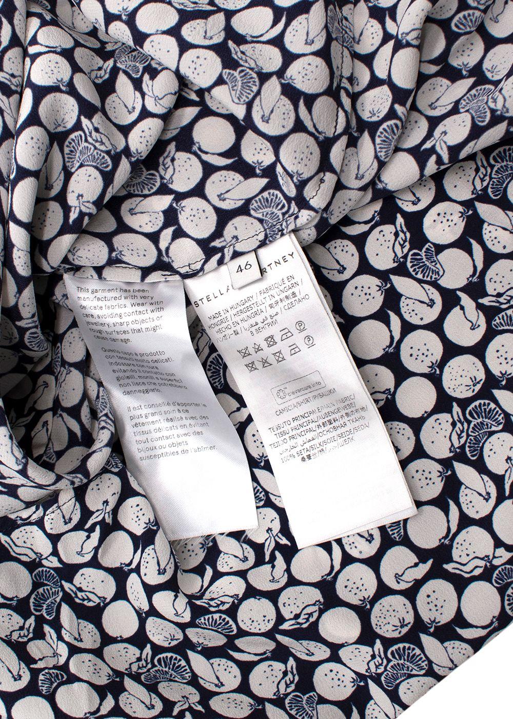Stella McCartney Navy Lemon Print Silk Shirt