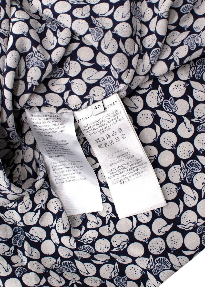 Stella McCartney Navy Lemon Print Silk Shirt