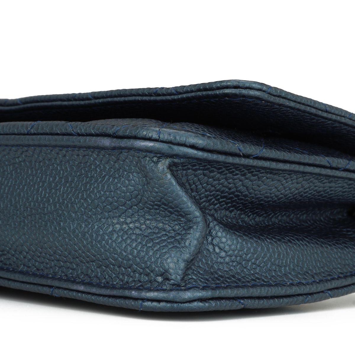 Chanel Teal Caviar Leather Wallet on Chain