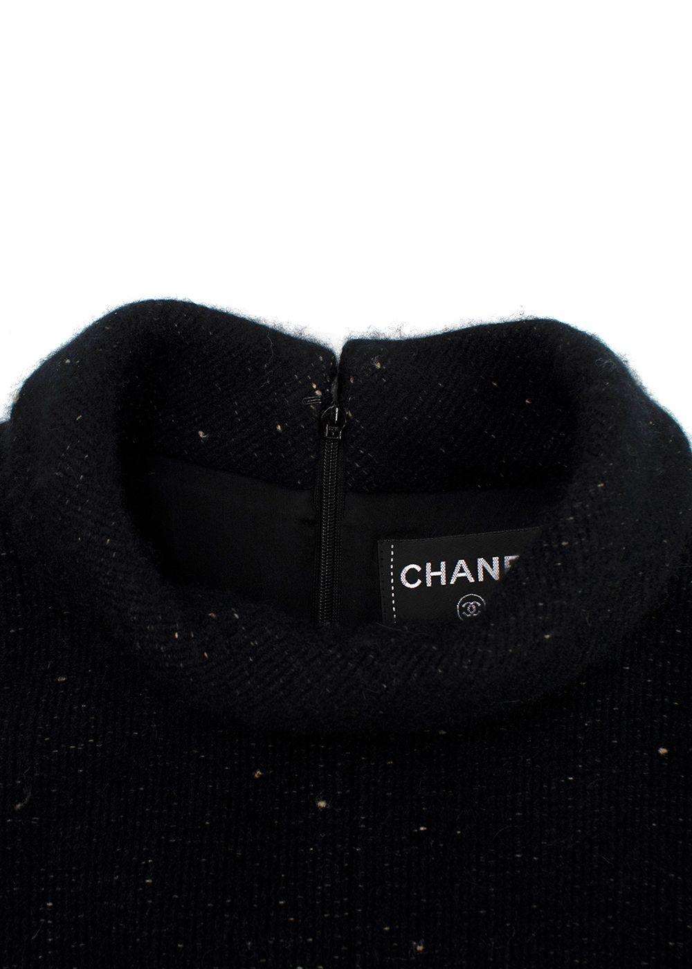 Chanel Black Cashmere Dress with Tassel Woven Detailing
