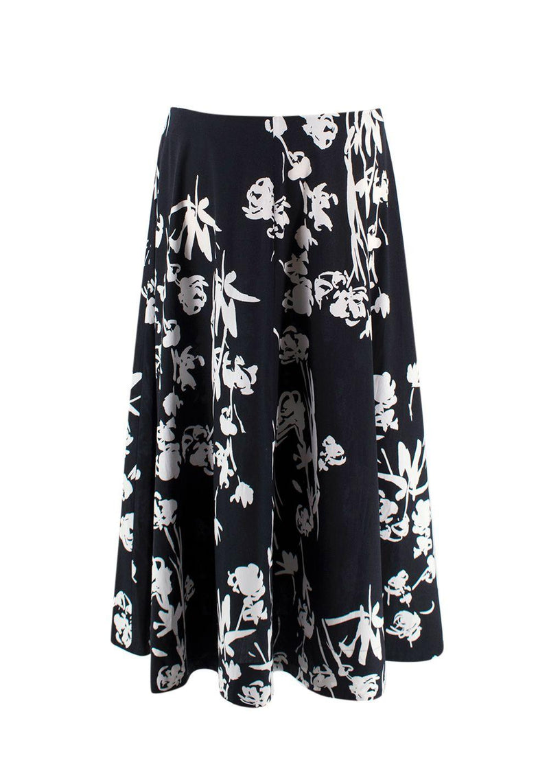 Marella Black and White Floral Cotton Skirt