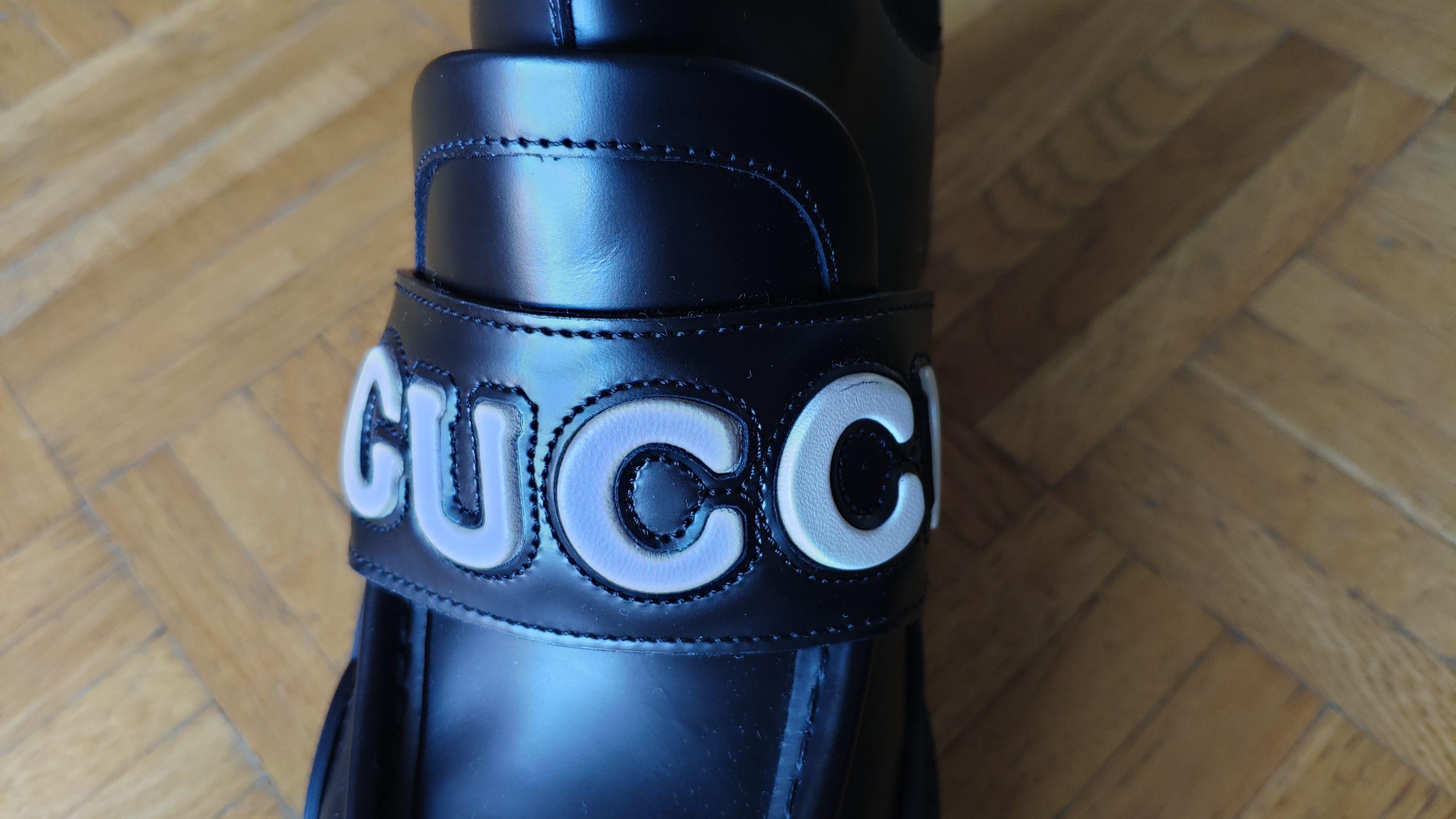 Gucci Black Logo Platform Leather Boots