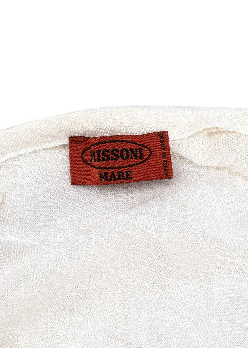 Missoni Mare White Zigzag Woven Draped Top